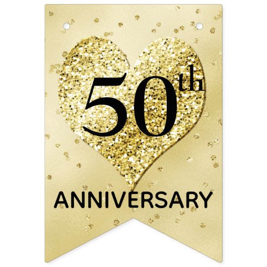 Confetti Gold - 50e Jubileum-banner voor bruiloft Vlaggetjes (Eerste vlag)