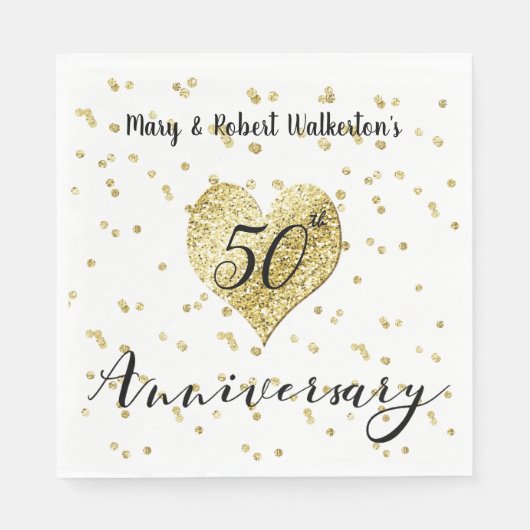 Confetti Gold-50th Wedding Jubileum Napkins Servet (Voorkant)