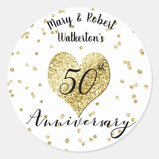 Confetti Gold - 50th Wedding Jubileum Sticker (Voorkant)