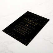 Confetti Gold Black Christmas Party Folie Uitnodiging (Gedraaid)