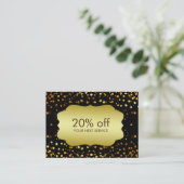 Confetti Gold Coupon Card Discount Cadeau (Staand voorkant)