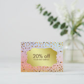 Confetti Gold Coupon Card Voucher Discount Cadeau (Staand voorkant)