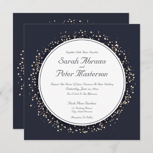 Confetti Gold Elegant Moderne Weddenschap Kaart (Voorkant / Achterkant)