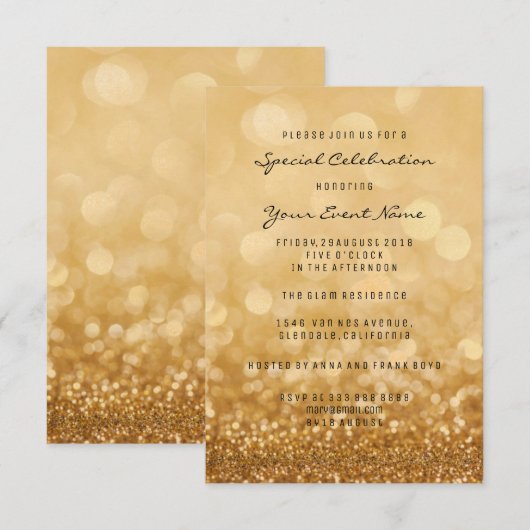 Confetti Gold Glam Glitter Silver Minimal Formal Kaart (Voorkant / Achterkant)