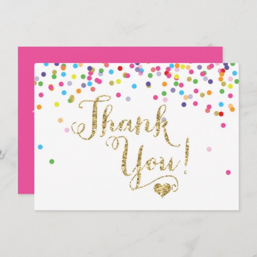 Confetti Gold Glitter Hartelijk dank Bedankkaart (Voorkant / Achterkant)
