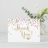 Confetti Gold Glitter Hartelijk dank Bedankkaart (Staand voorkant)