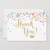 Confetti Gold Glitter Hartelijk dank Bedankkaart (Voorkant)