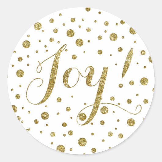 Confetti Gold Glitter Joy Holiday Sparkle Ronde Sticker (Voorkant)
