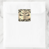 Confetti Gold Lashes Name Cleaner Love & Bedankt Vierkante Sticker (Tas)