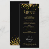 Confetti Gold op Black Annual Gala Company Elegant Menu (Voorkant / Achterkant)