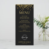 Confetti Gold op Black Annual Gala Company Elegant Menu (Staand voorkant)
