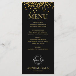 Confetti Gold op Black Annual Gala Company Elegant Menu
