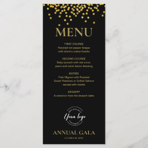 Confetti Gold op Black Annual Gala Company Elegant Menu