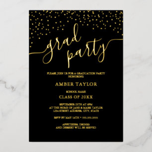 Confetti Gold Photo Graduation Party Folie Uitnodiging
