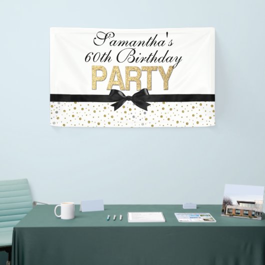 Confetti Gold Sparkle 60th Birthday Party Spandoek (Beurs)