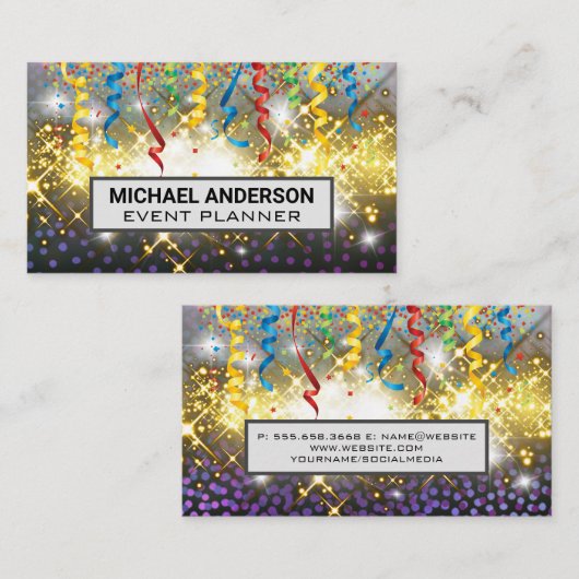 Confetti Gold Sparkle Shine Visitekaartje (Voorkant / Achterkant)
