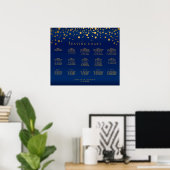 Confetti Gold-Stippen en marineblauw zatin - Aange Poster (Thuiskantoor)