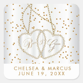 Confetti Gold Stippen en prachtige diamantharten Vierkante Sticker