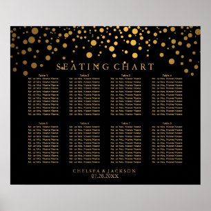 Confetti Golden-Stippen op zwarte - 8-zitkast Poster