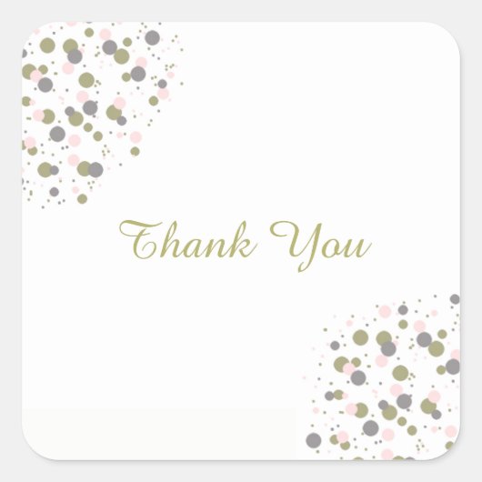 Confetti Goud Blush Stip Bedankt Vierkante Sticker (Voorkant)
