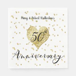 Confetti Goud - Huwelijksjubileum servetten 50 jaa