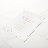 Confetti Goud Wit Kerstfeest Folie Uitnodiging (Gedraaid)