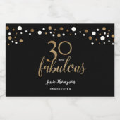 Confetti Goud zwart 30 en Fabulous Custom Name Sparkling Wijnetiket (Enkel label)