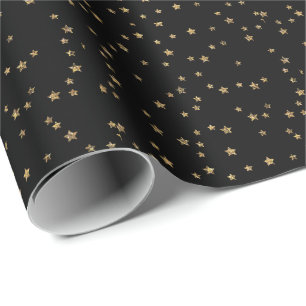 Confetti gouden sterren glitter shine elegant zwar cadeaupapier
