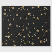 Confetti gouden sterren glitter shine elegant zwar cadeaupapier (Vlak)