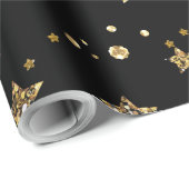 Confetti gouden sterren glitter shine elegant zwar cadeaupapier (Rol Hoek)