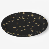 Confetti gouden sterren glitter shine elegant zwar papieren bordje (Gekanteld)
