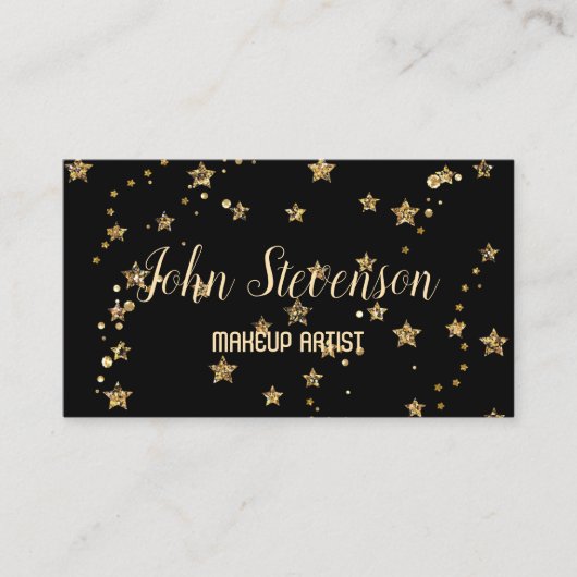 Confetti gouden sterren glitter shine elegant zwar visitekaartje (Voorkant)