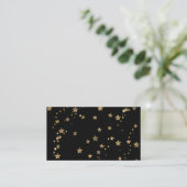 Confetti gouden sterren glitter shine elegant zwar visitekaartje (Staand voorkant)