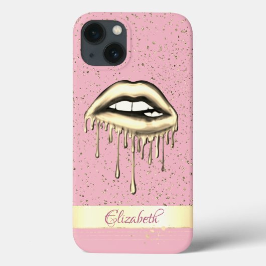 Confetti, Gouden Streep, Metallic Druppende Lippen Case-Mate iPhone Case (Achterkant)