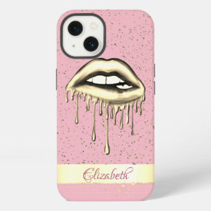 Confetti, Gouden Streep, Metallic Druppende Lippen iPhone 13 Hoesje