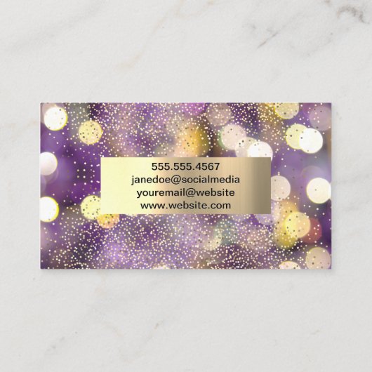Confetti | Goudgeborsteld metaal | Bokeh Business Visitekaartje (Achterkant)