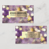 Confetti | Goudgeborsteld metaal | Bokeh Business Visitekaartje (Voorkant / Achterkant)
