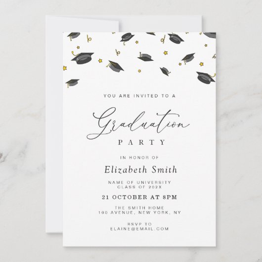 Confetti graduation party invitation kaart (Voorkant)