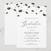 Confetti graduation party invitation kaart (Voorkant / Achterkant)