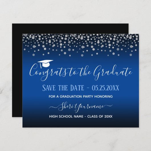 Confetti Graduation Party Save the Date Invitation (Voorkant / Achterkant)