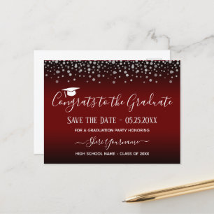 Confetti Graduation Party Save the Date Invitation Briefkaart