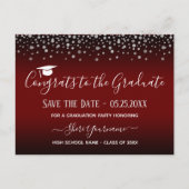 Confetti Graduation Party Save the Date Invitation Briefkaart (Voorkant)