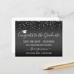 Confetti Graduation Party Save the Date Invitation Briefkaart