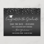 Confetti Graduation Party Save the Date Invitation Briefkaart (Voorkant)