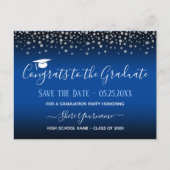 Confetti Graduation Party Save the Date Invitation Briefkaart (Voorkant)