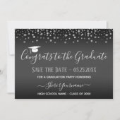 Confetti Graduation Party Save the Date Invitation Kaart (Voorkant)