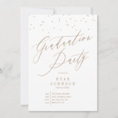 Confetti Graduation Party Script Gold Kaart (Voorkant)
