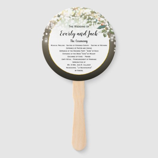 Confetti Green Leaf Tree Wedding Programme Handwaaier (Voorkant)