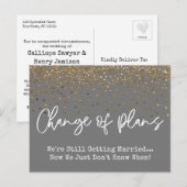 Confetti Grey Change of Plan Postponed Wedding Briefkaart (Voorkant / Achterkant)