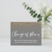Confetti Grey Change of Plan Postponed Wedding Briefkaart (Staand voorkant)